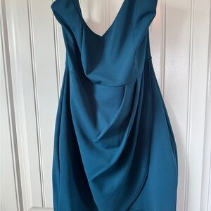 Lulu's Teal Asymmetrical Mini Dress